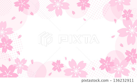櫻花和波點邊框 136232911