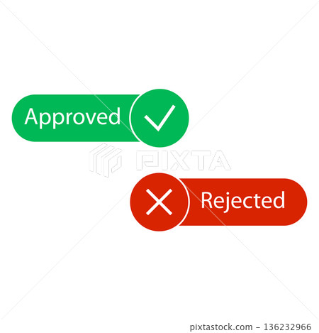Approved and Rejected vector check mark buttons Approved and Rejected vector check mark buttons 136232966