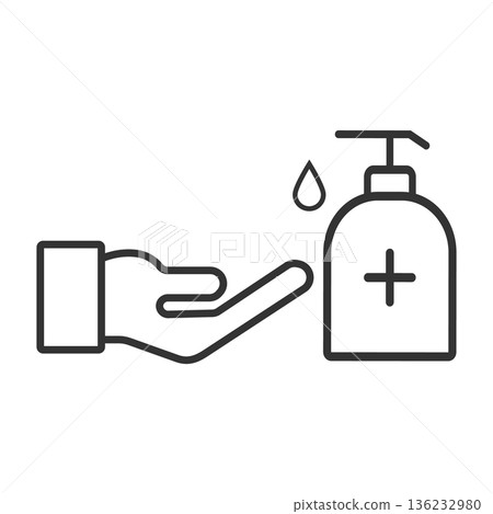 Hand washing icon, hand disinfection sign Hand washing icon, hand disinfection sign 136232980