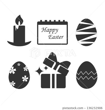 Easter icons set, issolated vector images on a white backgraund 136232986