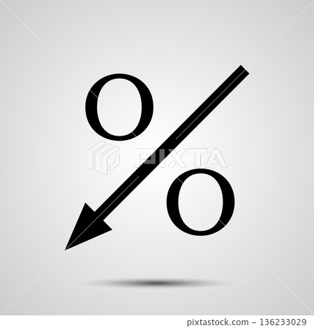 Percent down vector flat icon. Percent down vector flat icon. 136233029