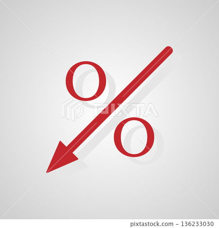 Percent down vector flat icon. Percent down vector flat icon. 136233030