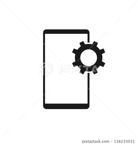 Phone Setup Gear icon. Vector illustration style is a flat iconic phone setup gear symbol Phone Setup Gear icon. Vector illustration style is a flat iconic phone setup gear symbol 136233031