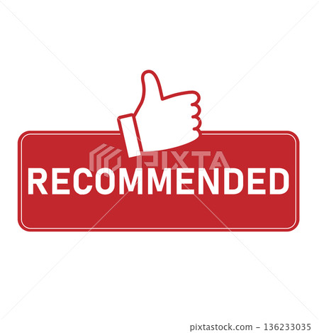 banner recommended with thumbs up red vector illustration banner recommended with thumbs up red vector illustration 136233035