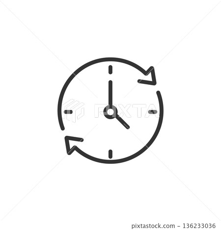 clock with arrows around linear icon clock with arrows around linear icon 136233036