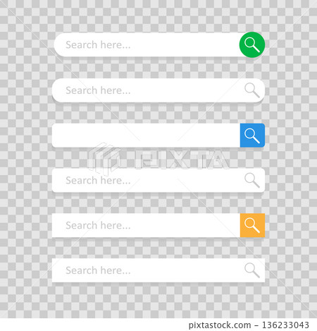Web search form and button with loupe sign. Variations colors rounded rectangle image 136233043