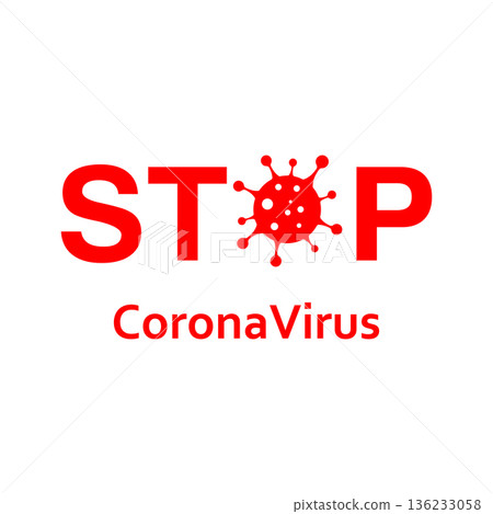 Sign caution coronavirus. Stop coronavirus. Coronavirus outbreak. Coronavirus danger and public health risk disease and flu outbreak. Pandemic medical concept with dangerous cells.Vector illustration 136233058
