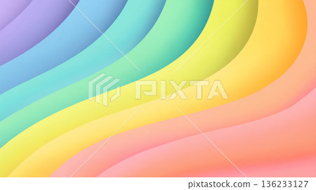 一種帶有重疊彩虹色曲線的流行三維背景材料 136233127