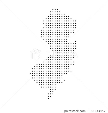 New Jersey, state of United States, USA. Black dot silhouette map for infographic, graphs, business reports or technology design. Vector illustration on white background New Jersey, state of United States, USA. Black dot silhouette map for infographic, graphs, business reports or technology design. Vector illustration on white background 136233457