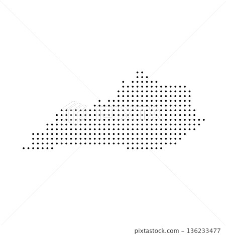 Kentucky, state of United States, USA. Black dot silhouette map for infographic, graphs, business reports or technology design. Vector illustration on white background 136233477