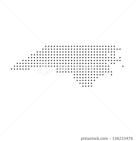 North Carolina, state of United States, USA. Black dot silhouette map for infographic, graphs, business reports or technology design. Vector illustration on white background North Carolina, state of United States, USA. Black dot silhouette map for infographic, graphs, business reports or technology design. Vector illustration on white background 136233478