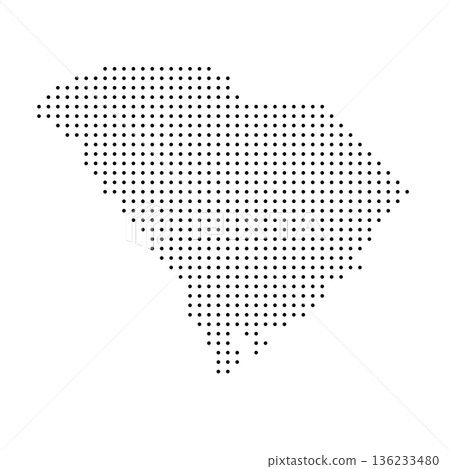 South Carolina, state of United States, USA. Black dot silhouette map for infographic, graphs, business reports or technology design. Vector illustration on white background South Carolina, state of United States, USA. Black dot silhouette map for infographic, graphs, business reports or technology design. Vector illustration on white background 136233480