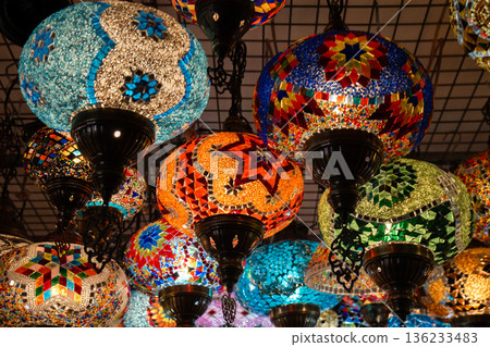 Turkish Lamps Bazaar Market Colorful Glass Hanging Lights: Showcase, Sale, Decor 136233483