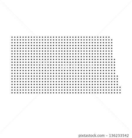 North Dakota, state of United States, USA. Black dot silhouette map for infographic, graphs, business reports or technology design. Vector illustration on white background 136233542