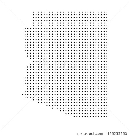 Arizona, state of United States, USA. Black dot silhouette map for infographic, graphs, business reports or technology design. Vector illustration on white background Arizona, state of United States, USA. Black dot silhouette map for infographic, graphs, business reports or technology design. Vector illustration on white background 136233560