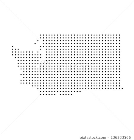 Washington, state of United States, USA. Black dot silhouette map for infographic, graphs, business reports or technology design. Vector illustration on white background Washington, state of United States, USA. Black dot silhouette map for infographic, graphs, business reports or technology design. Vector illustration on white background 136233566