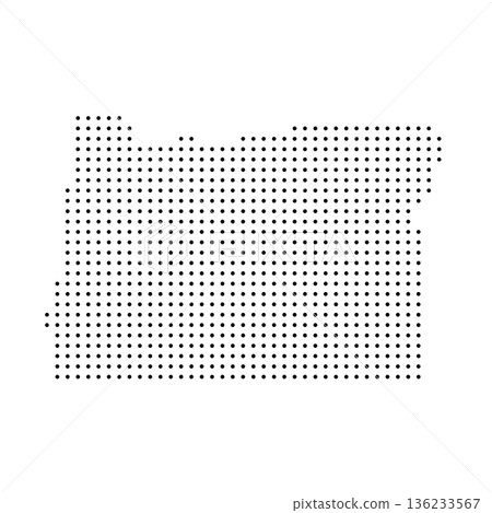 Oregon, state of United States, USA. Black dot silhouette map for infographic, graphs, business reports or technology design. Vector illustration on white background Oregon, state of United States, USA. Black dot silhouette map for infographic, graphs, business reports or technology design. Vector illustration on white background 136233567