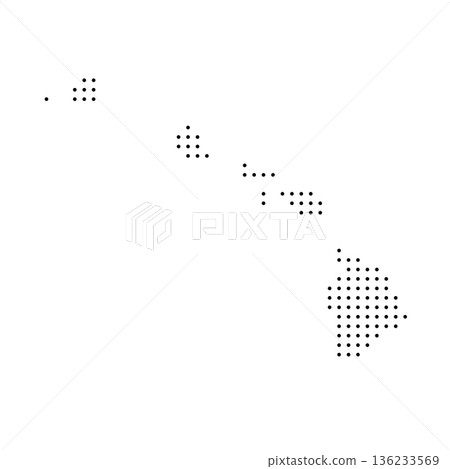 Hawaii, state of United States, USA. Black dot silhouette map for infographic, graphs, business reports or technology design. Vector illustration on white background 136233569