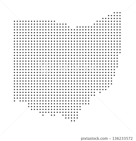 Ohio, state of United States, USA. Black dot silhouette map for infographic, graphs, business reports or technology design. Vector illustration on white background Ohio, state of United States, USA. Black dot silhouette map for infographic, graphs, business reports or technology design. Vector illustration on white background 136233572