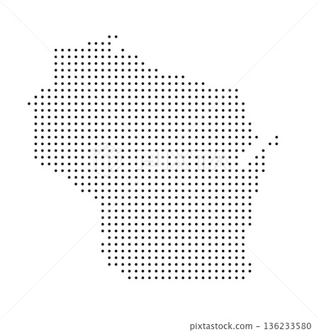 Wisconsin, state of United States, USA. Black dot silhouette map for infographic, graphs, business reports or technology design. Vector illustration on white background 136233580