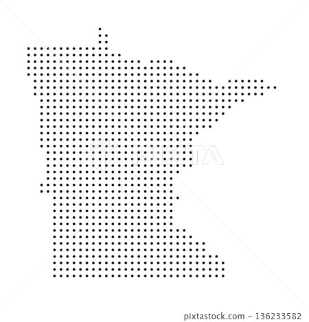 Minnesota, state of United States, USA. Black dot silhouette map for infographic, graphs, business reports or technology design. Vector illustration on white background Minnesota, state of United States, USA. Black dot silhouette map for infographic, graphs, business reports or technology design. Vector illustration on white background 136233582