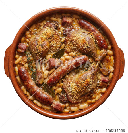Cassoulet slow cooked casserole white bean duck sausage pork comfort food Cassoulet slow cooked casserole with white bean duck 136233668