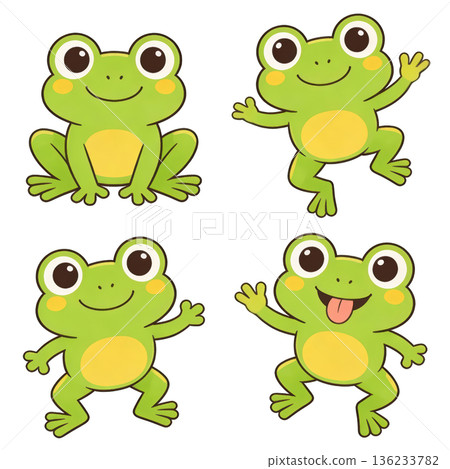 Cute tree frog cartoon playful jump happy smile 136233782