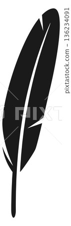 Writing feather black icon. Vintage ink emblem 136234091
