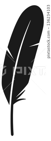 Black feather silhouette. Bird wing or tail element Black feather silhouette. Bird wing or tail element 136234103