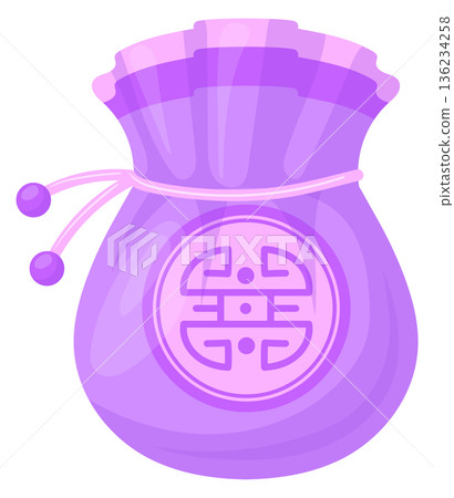 Fortune sack cartoon icon. Traditional gift pack Fortune sack cartoon icon. Traditional gift pack 136234258