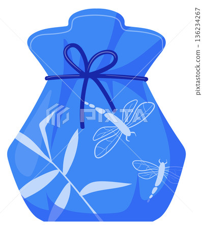 Korean lucky bag. Wishing sack cartoon icon Korean lucky bag. Wishing sack cartoon icon 136234267