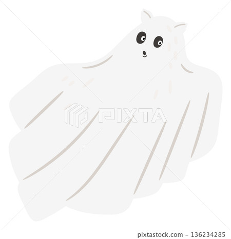 Spooky ghost. Cartoon fantasy character. Night spirit 136234285