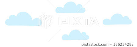 Flying blue clouds in air. Sky color icon 136234292