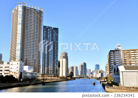 View of Toyosu Canal and Toyosu Bridge from Asanagi Bridge (Koto Ward, Tokyo) [February 2026] 136234341