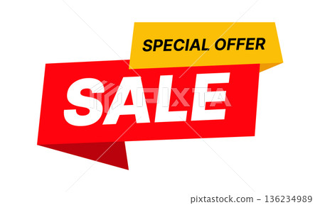 Special offer banner in bold modern vector design, ideal for retail promotions, online store discounts, and digital marketing campaigns. Special offer banner in bold modern vector design, ideal for retail promotions, online store discounts, and digital marketing campaigns. 136234989