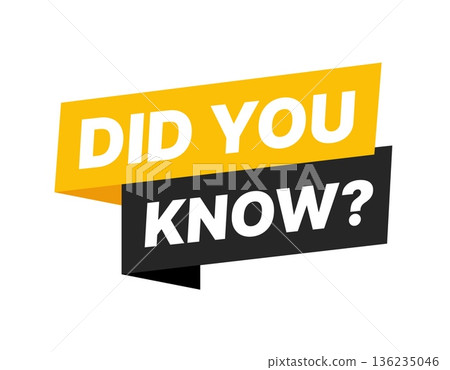 Modern paper-style vector banner with the text Did you know and a question mark, perfect for educational designs, fun facts, web promotions, and creative informational projects. Modern paper-style vector banner with the text Did you know and a question mark, perfect for educational designs, fun facts, web promotions, and creative informational projects. 136235046