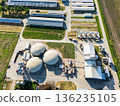 Aerial view of biogas plant for biomethane production. 136235105