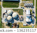 Aerial view of biogas plant for biomethane production. 136235117