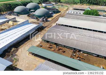 Aerial view of biogas plant for biomethane production 136235132