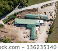Aerial view of a sawmill factory in the mountains  136235140