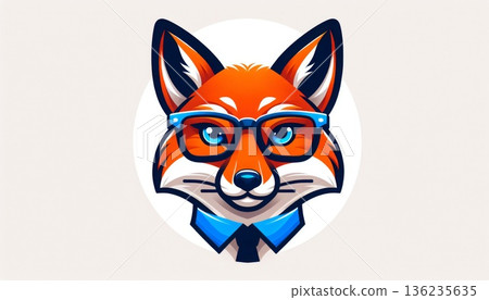 Pixel Art Fox Wearing Glasses and Tie 136235635