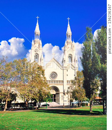 可以欣賞到美麗的白色聖彼得和聖保羅教堂的壯麗景色。 136236167