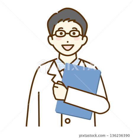 一位男醫生拿著病歷的插圖 一位男醫生拿著病歷的插圖 136236390