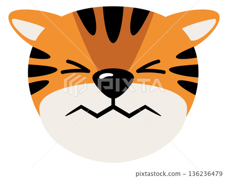 Confounded tiger face expression. Funny animal emoji Confounded tiger face expression. Funny animal emoji 136236479