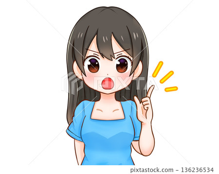 解說一位整潔漂亮的黑髮女孩插畫素材 2 解說一位整潔漂亮的黑髮女孩插畫素材 2 136236534
