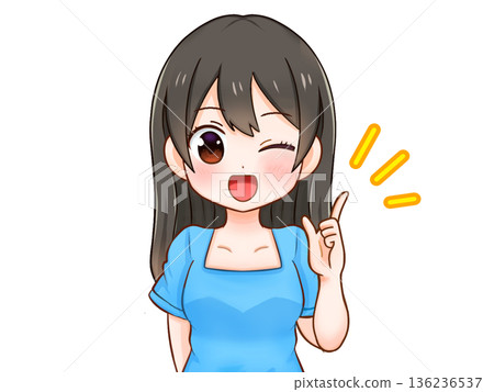 插畫素材:一位整潔漂亮的黑髮女孩的解釋 插畫素材:一位整潔漂亮的黑髮女孩的解釋 136236537