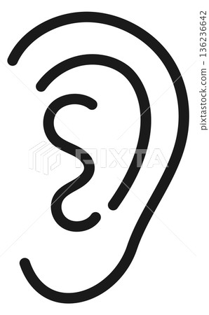 Hear and listen sign. Human ear line icon Hear and listen sign. Human ear line icon 136236642