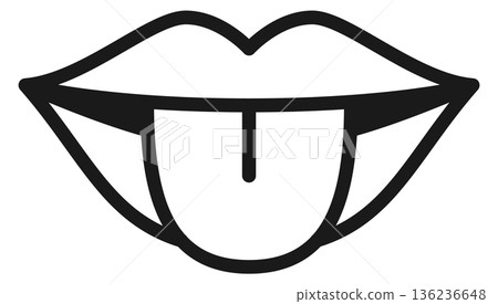 Taste icon. Tongue out human mouth symbol 136236648