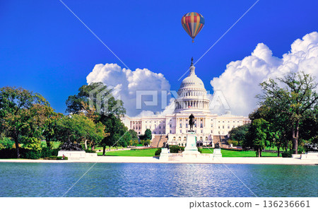 Balloon composite floating over the Capitol in Washington 136236661