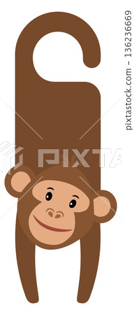 Hanging monkey door label. Hotel tag template Hanging monkey door label. Hotel tag template 136236669